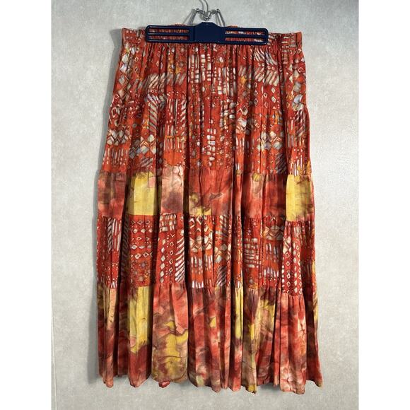 Vintage Carole Little Size 20-22 Orange Top Maxi Skirt Set Boho Peasant Cottage - Picture 7 of 12
